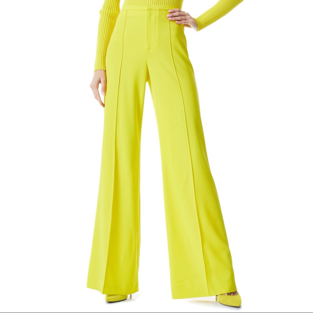 NWT Alice and Olivia Neon Yellow Pants